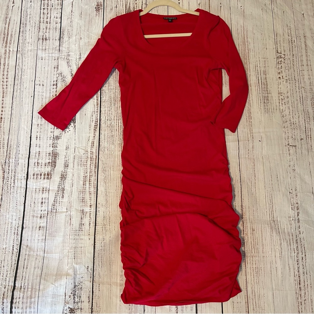 Red Express dress with side ruching